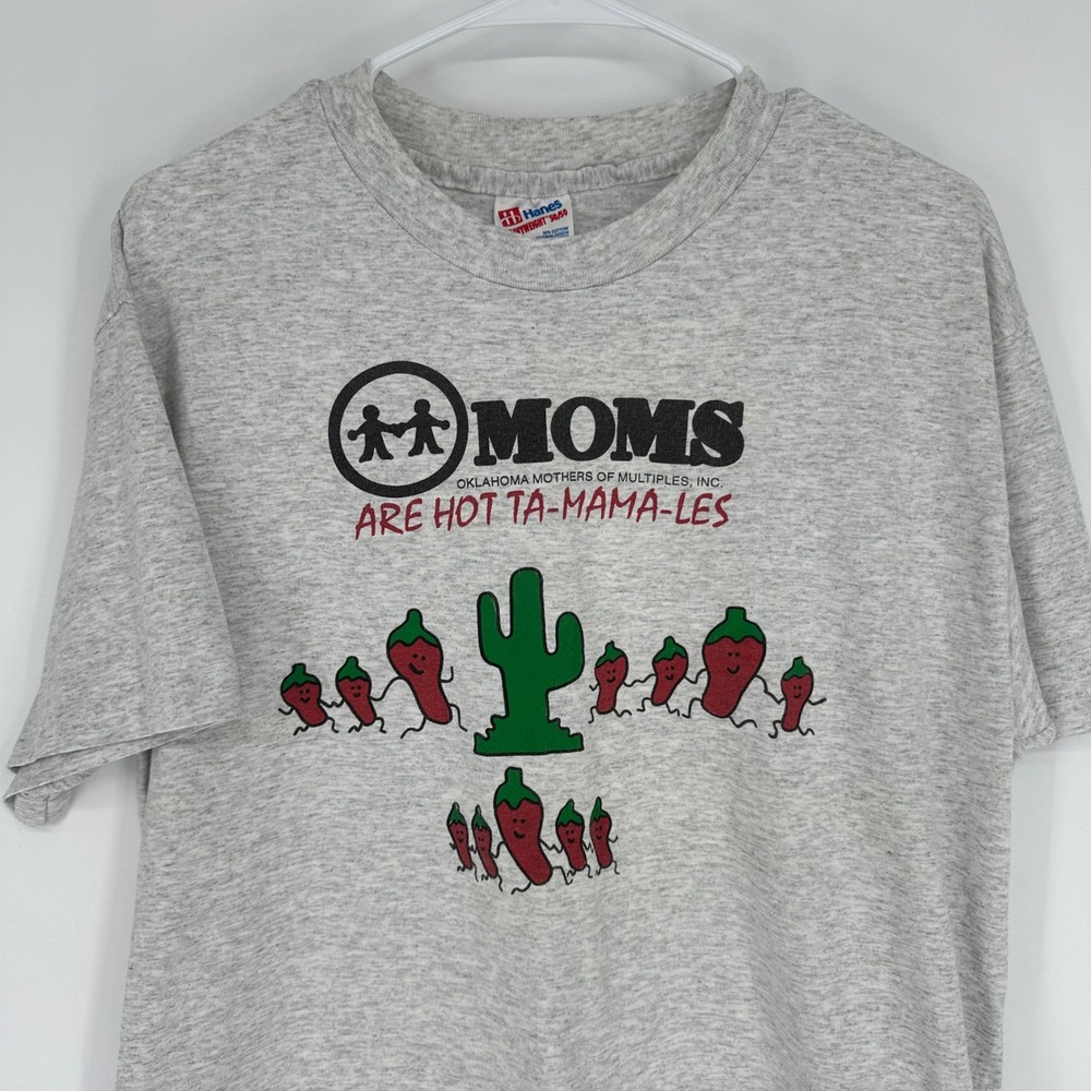 Vintage 90s Hanes Moms Are Hot Ta-Mama-Les Graphic Shirt Gray Large Oklahoma
